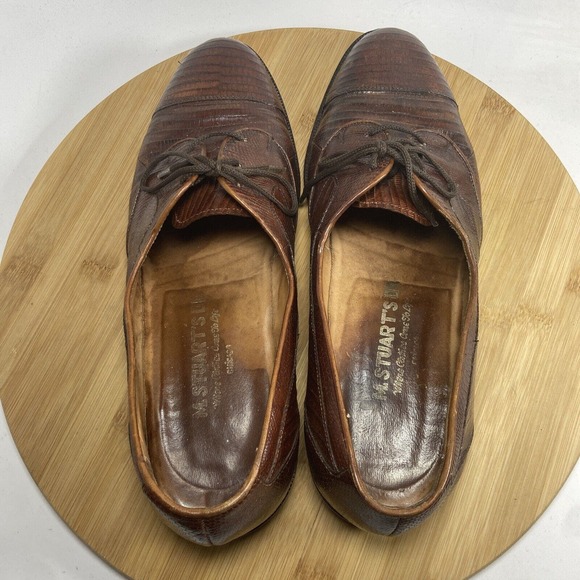 M Stuart Lizard Dress Shoes Vintage Loafers Lace Up Brown Size 8.5 - Picture 7 of 10